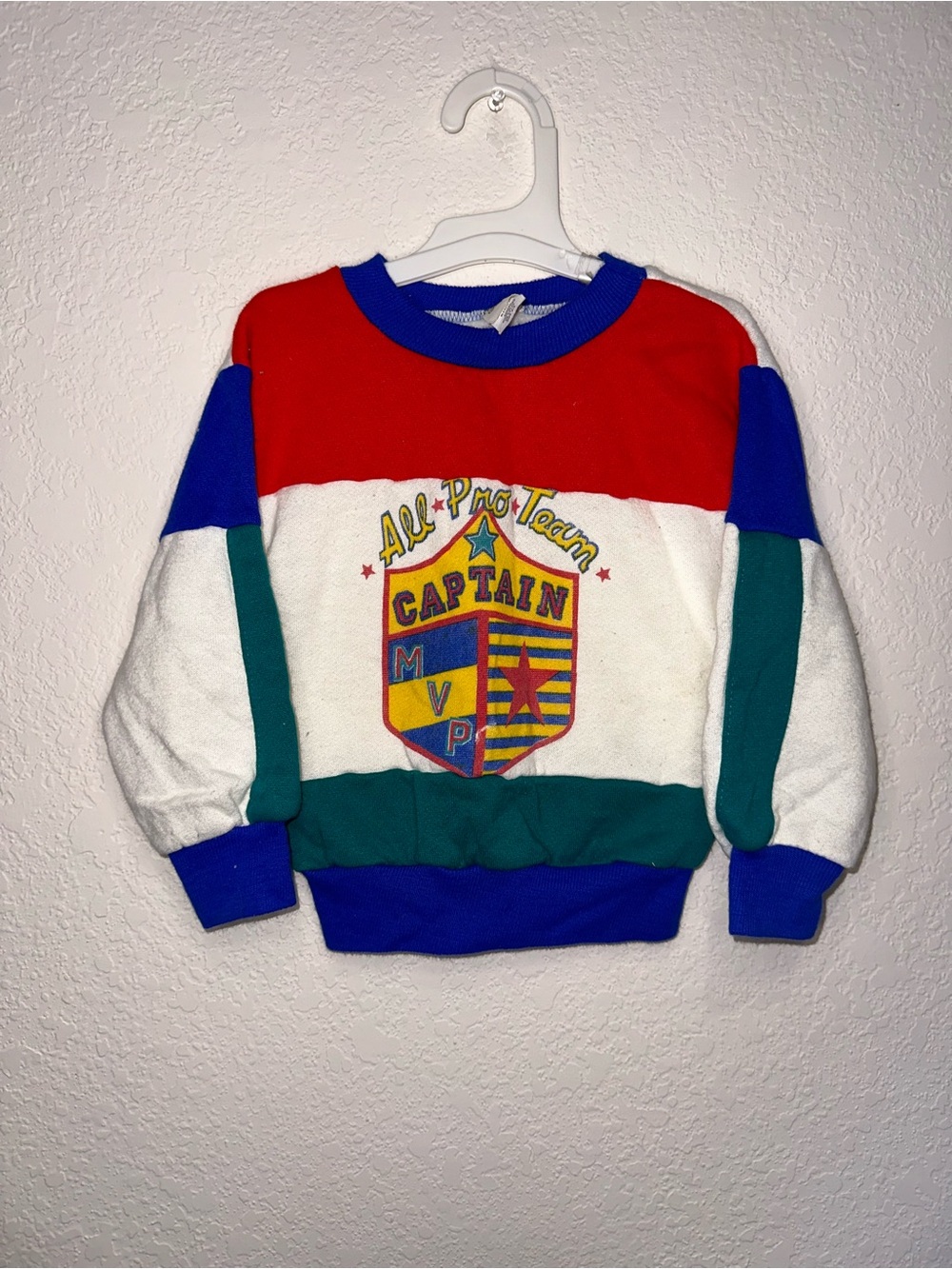 Vintage Colorblock Sports All Pro Team Captain MVP Crewneck Sweatshirt Size 4